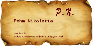 Pehm Nikoletta névjegykártya
